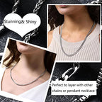 6 Pcs Silver Chains, Stainless Steel Cuban Link/Rope/Box/Figaro/Square Rolo/Wheat Chain Necklace Jewelry Set for Men Women - color: 20 inches