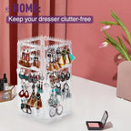360° Rotating Jewelry Organizer Stand with 5 Layers,Acrylic Earring Holder Organizer Stand,212 Holes and 212 Grooves for Studs,Dangly Earrings,Chains,Bracelets,Necklace - color: 5-Tier,Clear