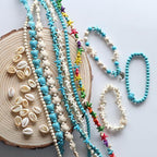 307Pcs Turquoise Sea Turtle Beads Blue and White Starfish Beads Tortoise Turtle Charms Summer Ocean Animal Spacer Bead for Jewelry Making DIY Bracelet Necklace(7 Strings) - color: Colorful