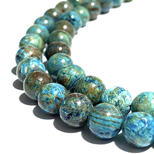 ABCGEMS Chihuahua Aqua Calsilica Jasper Beads from Mexico (Gorgeous Matrix - Mohs Hardness 6) DIY Jewelry Making Beading Supplies - Smooth Round 10mm - color: Chihuahua Calsilica Jasper (From Mexico)