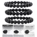 2/3-Pieces 4mm 6mm 8mm Natural Crystal Gemstone – Handmade Reiki Energy Healing Stretch Bracelets Jewelry for Yoga, Meditation, Unisex - color: 3 Pieces (BlackLava&BlackOnyx&MatteBlackAgate), size: 8mm