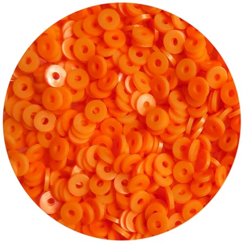 2000pcs Orange Clay Beads for Bracelets Making - Heishi Polymer Flat Disc Spacer Clay Bead for Jewelry Earring DIY Crafts 6mm - color: Orange Clay Beads, size: Small Pack(Single Color )