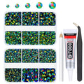 qiipii Peacock AB Resin Rhinestones for Crafting Black Green AB Flatback Jelly Stones 2mm 3mm 4mm 5mm 6mm Diamonds Crystals Gems for Face Eyes Makeup Tumblers Bottles DIY Crafts Clothes Shoes Phones - color: Peacock AB