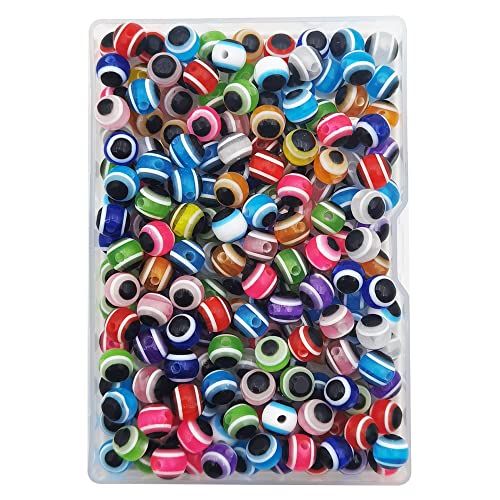 INSPIRELLE 200 Pieces 8mm Mixed Color Round Resin Turkish Evil Eye Beads for for Jewelry Bracelet Craft Making - color: Assorted Colors (Round), size: 8mm