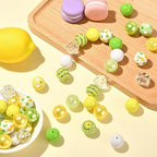 DanLingJewelry 50Pcs 20mm Lemon Round Bubblegum Beads Yellow Green Spacer Beads Acrylic Lemon Beads for Summer Jewelry Making - color: 50pcs - lemon
