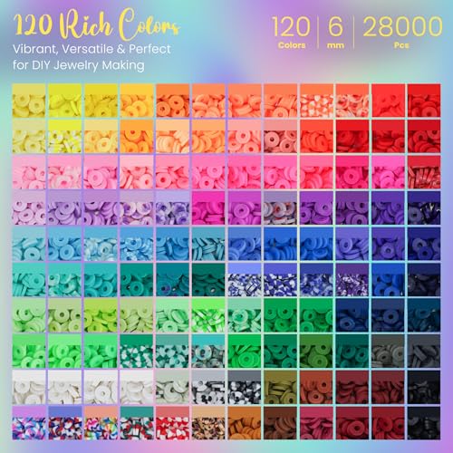 Sunlode 30,000Pcs Clay Beads Bracelets Making Kit, Beads for Bracelets 6 Boxes Bead for Jewelry Making Kit Friendship Bracelet Gifts Trendy Stuff Letter Bead Craft Adult - style: Rainbow Luxe
