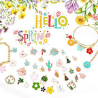 MARFOREVER 120 Pcs Spring Summer Floral Themed Charms, Flower Charms for Jewelry Making, Assorted Gold Enamel Charm Pendants for DIY Necklace Bracelet Earrings Supplies Gifts for Mom Women - style: Flower
