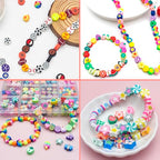 650pcs Polymer Clay Beads Bracelet Making Kit, Gold Beads Clay Bead Charms for Jewelry Making DIY Bracelet, Necklace, Earring Making, Cute Fun Bead Charms Arts Crafts DIY Gifts - color: Color cartoon