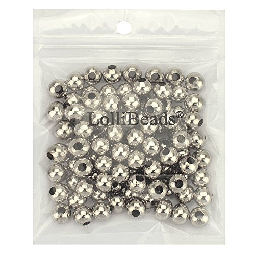 LolliBeads (R) Platinum Smooth Round Metal Beads 10 mm 100 Pcs - color: Platium 100 Pcs 10mm