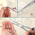 Long Reach Bent Needle Nose Pliers, 7 Inches, Serrated Jaws, PVC Handles, High Carbon Steel, Blue, Jewelry Making, Beading, Handicraft - style: Bent Needle Nose Pliers Serrated Jaws