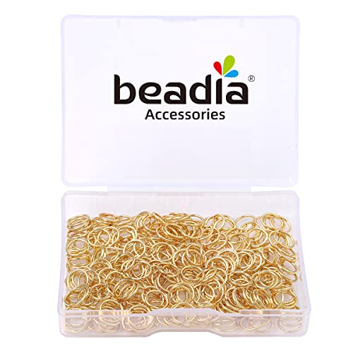 BEADIA 14K Gold Plated Jump Rings Non Tarnish 7mm 300pcs for Jewelry Making Findings - color: 14K Gold, size: 0.7x7mm