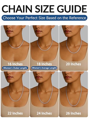 Jewlpire 3mm Flat Link Chain 18K Gold Plated/Black/Silver Chain Necklace for Women, Non-Fading Women's Chains Necklace 16 18 20 22 24 26 Inch - color: 01 - 3mm Silver, size: 16 Inches
