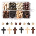 KISSITTY Rosary Making Kit Cross Rosary Beads 8mm Easter Round Wood Acrylic Cross Spacers Cross Pendant Beads for DIY Jewelry Making About 211pcs/box