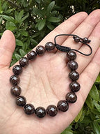 GAF TREASURES Grade A ++ Gemstone Round Bead Adjustable Bracelet 10mm, Genuine Crystal Bead Bracelet, Gift for Men & Women - color: Garnet