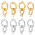 PH PandaHall 8pcs 18K Gold Plated Brass Fold Over Clasps 25.5mm Fold Over Clasp Extender, Double Bail Clasps Jewelry Extender Clasp for Bracelet Necklace Anklets Jewelry Making Accessories