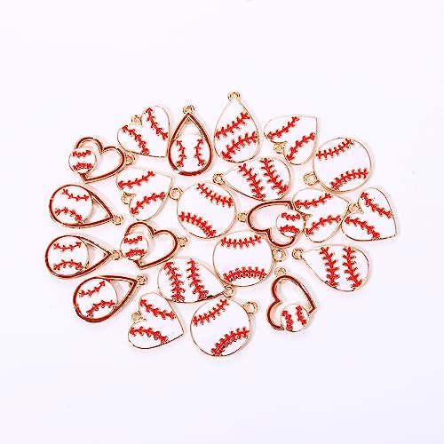 20PCS Sports Charms Enamel Basketball Baseball Pendant Charms for Jewelry Making Rhinestone Ball Game Softball Charms for Necklace Bracelet Earrings DIY Crafts - color: Set 7