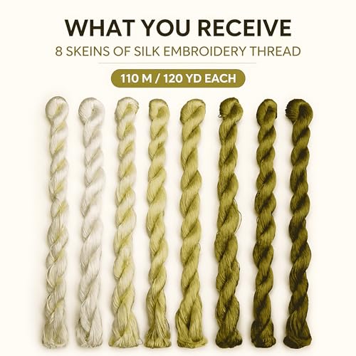 Natural 100% Silk Thread, Handmade Embroidery Thread Silk Floss 8 Colors 110m Each (72) - color: 72