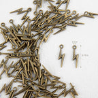 AUEAR, Flash Shape Charms Lightning Bolt Pendants Alloy Charm for Jewelry Making Supply Bracelet Necklace Earrings DIY Crafting Antiqued - color: Brown