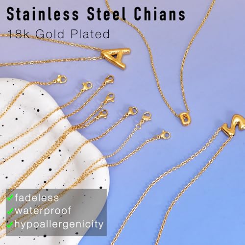 Fadeless Stainless Steel Chains for Jewelry Making, 20 Pack, Hypoallergenic, Silver & Gold Plated Necklace Findings, Accessories (Gold (25+27")) - color: Gold (25+27")