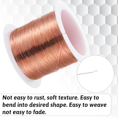 28 Gauge Bare Copper Wire 328 Feet Jewelry Wire 0.3mm Pure Copper Jewelry Beading Wires Soft Metal Plant Stem Tie for DIY Crafts Gardening Bonsai (Copper Tone)