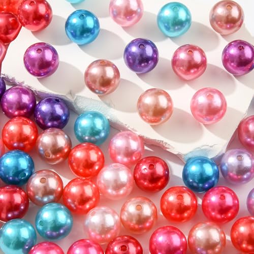 100pcs Color Pearl Beads Chunk Bubblegum Bead 20mm Pen Ball Beads for Pen Bag Jewelry Making Necklace Bracelets(redpinkpurpleblue) - color: redpinkpurpleblue