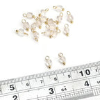 Beadia Natural Faceted Cube Stone Charms 4mm 30pcs with Untarnish Metal Accessories Loose Square Beads for DIY Jewelry Making - color: White Quartz