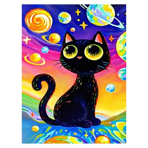 DOTZSO Cat Diamond Painting Kits for Adults, Easy DIY 5D Round Full Drill Diamond Art kit Diamond Dot Crystal Gem Art and Craft for Beginners Home Wall Decor 12x16 Inches - color: AH Cat