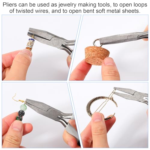 Flat Nose Pliers Jewelry Pliers 5 Inch Mini Wire Cutters Smooth Jaw Plier for Bending Straightening Ring Opening