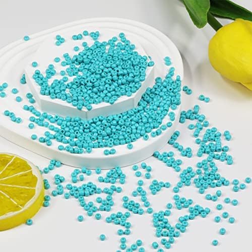 Bulk Turquoise Seed Beads 200 Grams About 6500pcs, 3mm 8/0 Glass Craft for Making Earrings, Bracelets, Pendants, Waist Jewelry,DIY Handmade Seed Beads（Turquoise ） - color: Turquoise, size: 3mm