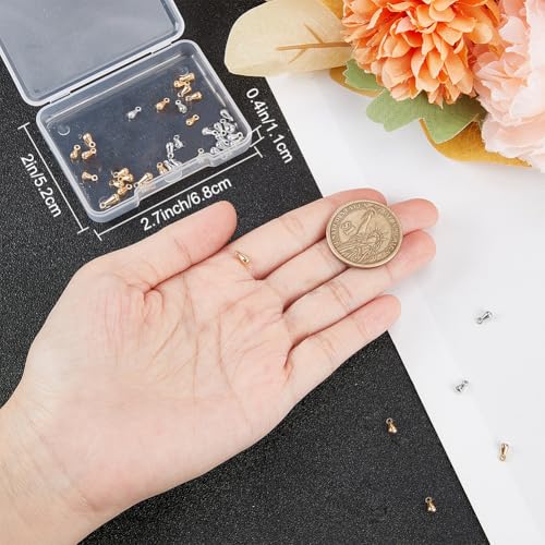Beebeecraft 1 Box 80Pcs Teardrop Charms Dangle End Beads Extender Chain Drop Water Charms for Jewelry Making Findings - color: Gold and Silver, size: 6x3mm