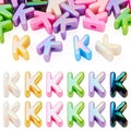 Beadthoven 20pcs Big Letter K Beads Large Hole Bubble Alphabet Acrylic Beads Charm Iridescent Plastic K Shape Loose Chunky Spacers for Jewelry Making Bracelet Necklace Keychains Shoelaces Crafts - color: K