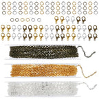Jewelry Making Chains, 3 Rolls Stainless Chains for Jewelry Making Metal Link Rolls Bulk with 30 Lobster Clasps and 60 Jump Rings for DIY Necklace Bracelet Anklet