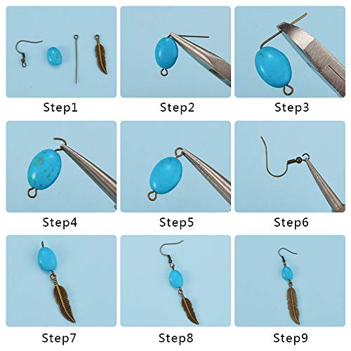 SUNNYCLUE 1 Box DIY 8 Pairs Bohemian Feather Dream Catcher Earring Making Kit Antique Bronze Feather Charm Connector, Turquoise Gemstone Beads, Earring Hooks Jewelry Supplies Beginners, Instruction - color: Chandelier Bohemian Style B