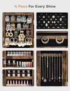 Nicetree Jewelry Cabinet Armoire with 2 Drawers, Lockable Standing Jewelry Mirror Cabinet, Full Length Mirror with Jewelry Storage, Rustic Brown - color: Rustic Brown