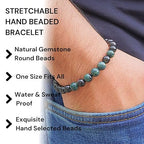 Black Obisidian Bracelets for Men 8" Inch Full Stretch Healing Crystal Bracelet, Beaded Charm Bracelet for Men Gifts Fathers Day Anniversary Birthday Gifts for Him - color: Black Obsidian & Jasper Bracelets