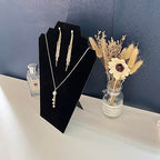 4Pcs/Set Necklace Display Stand for Selling, Earring Necklace Jewelry Set Easel Display Rack,Covered Soft Velvet with Cardboard Easel Necklace Display - color: Black Velvet, size: 4pcs Design 2