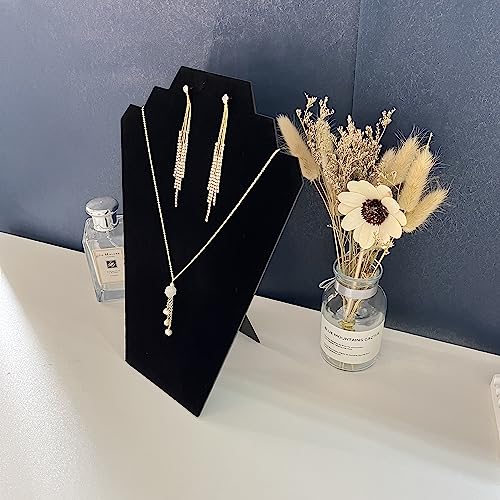 4Pcs/Set Necklace Display Stand for Selling, Earring Necklace Jewelry Set Easel Display Rack,Covered Soft Velvet with Cardboard Easel Necklace Display - color: Black Velvet, size: 4pcs Design 2