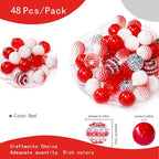 48 Pcs 20mm Beads for Pens Rhinestone Bubblegum Beads Red Crystal Acrylic Round Chunky Bead Sparkly Craft Large Balls Bead for Pen Beadable Keychain Bracelet Necklace DIY Jewelry Making Supplies - color: Red