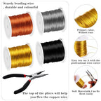 4 Rolls 20 Gauge Wire for Jewelry Making with Pliers 4 Colors 20 Gauge Jewelry Wire Craft Wires Tarnish Resistant Beading Wires for DIY Craft Making Supplies