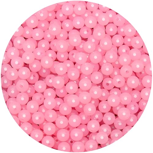 BONNY BOXX 1000PCs 6MM Jelly Light Pink Acrylic Round Beads, Smooth Transparent Acrylic Balls, Plastic Resin Gumball Bubblegum Chunky Beads for Necklace & Bracelet Making, Crafting Supplies - color: Jelly Light Pink, size: 6MM
