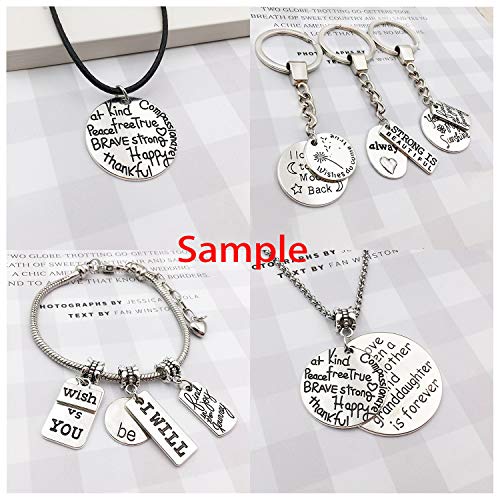 30pcs Inspiration Words Charms Craft Supplies Mixed Pendants Beads Charms Pendants for Crafting Jewelry Findings Making Accessory for DIY Necklace Bracelet (Antique Silver)