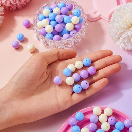 100 Pcs 11.5-12mm Bubblegum Beads Opaque Acrylic Chunky Loose Spacer Round Focal Beads for Jewelry Making Bracelet Necklace Keychain Craft Art Making,Hole:1.8mm,Blue Violet - color: Blue Violet