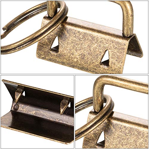 45Pcs 1 inch Bronze Key Fob Hardware Kits 1” Metal Gunmetal Keyfobs Hardware Bulk for Keychains Fob Wristlet Hardware with Key Ring for Lanyard - color: Bronze key fob hardware