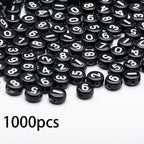 1000pcs Acrylic Number Beads 0-9 Round 4x7mm Mixed for Jewelry Making and DIY Bracelets, Necklaces, Key Chains (Bf Black White) - color: Bf Black White