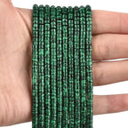 300pcs Natural Green Malachite Heishi Spacer Beads 2x4mm Genuine Real Disc Stone Beading DIY Charm Smooth Loose Gemstone Beads for Jewelry Making Bracelets Necklaces Earrings Crafts - color: Green Malachite