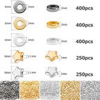 6mm Flat Round Spacer Beads, Clay Beads for Bracelets Making Kit, Heishi Polymer Flat Disc Spacer Beads for Jewelry Making, Clay Beads for Jewelry Making Gold Beads Silver (1700pcs（500star）) - color: 1700pcs（500star）