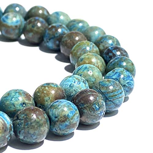 ABCGEMS Chihuahua Aqua Calsilica Jasper Beads from Mexico (Gorgeous Matrix - Mohs Hardness 6) DIY Jewelry Making Beading Supplies - Smooth Round 10mm - color: Chihuahua Calsilica Jasper (From Mexico)