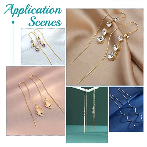 UNICRAFTALE 20pcs Golden Stainless Steel Ear Threads Earrings 109mm Long String Ear Threads with Loops Drop Earring Threader Jewelry Finding for Jewelry Making - color: Golden, size: 109mm