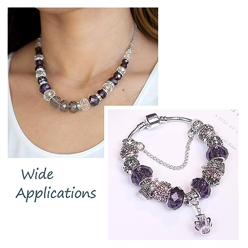 100pcs 14mm Large Hole Glass Beads Dark Violet European Lampwork Loose Spacer Beads for Christmas DIY Craft Snake Chains Charms Bracelet Necklace Earring Making Hole: 5mm - color: Dark Violet