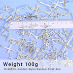 stino 100 Gram Metal Charms for Jewelry Making, Silver & Gold Plated, Bulk Pack for Bracelets, Necklaces, Crafts - color: Cross Silver